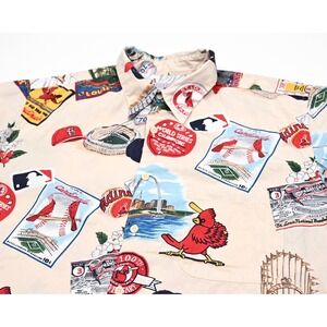 Reyn Spooner St Louis Cardinals MLB Baseball History Hawaiian Shirt Men's Large